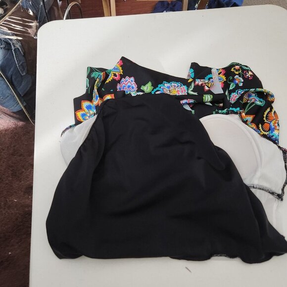 Croft & Barrow Swimsuit Womens 12 Floral Print Tiered Tankini Top Bathing Suit - Picture 8 of 16